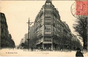 1904 Paris, Carrefour de la rue Sarrette et de la rue dAlésia / street view, tram, shops (EK)