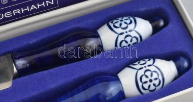 Auerhann porcelán nyelű tálaló készlet. Eredeti dobozában. Jelzett, hibátlan