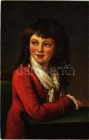 Bildnis eines Knaben in Rot / Stengel art postcard s: Le Brun