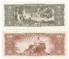 Brazília DN (1962) 5c "4313A 003919" + 20c "2057A 044928" T:I,I- kissé hullámos ...