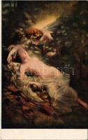 Traum / La reve / Erotic nude lady art postcard s: Tassaert (EK)