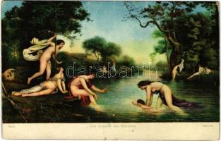Die Jugend des Bacchus / Erotic nude lady art postcard. Stengel s: Ranvier (EB)