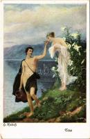 Tau / Erotic nude lady art postcard. Bunte Reihe Nr. 10. s: Katsch (EK)