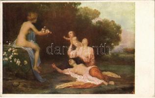 Verschwiegener Hain / "The discreet grove" Erotic nude lady art postcard. B.K.W.I. Nr. 1861. s: Lebiebzki (EK)