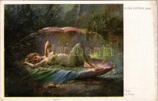 La Perle / Erotic nude lady art postcard. Galerie Wiener Künstler Nr. 1284. s: Hans Zatzka (EK)