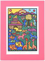 Holly Sue Foss: Noah's loving animals. Szitanyomat. Jelzett. 29x20 cm Paszpartuban