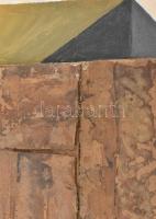 Szikora Tamás (1943-2012): Doboz és színes árnyéka, 2007. Olaj, karton, kollázs, fa, jelezve balra l...