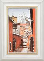 Losonci Lilla (1930-): Szentendrei feljáró. Olaj, farost, , jelzett, fa keretben, 30×20 cm