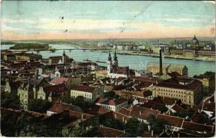 1909 Budapest I. Kilátás a Halászbástyáról, Víziváros, Blum-féle részvénytársaság gőzmalom (EK)