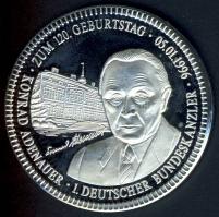 NSZK 1996. "Konrad Adenauer" Ag 8,3g T:PP