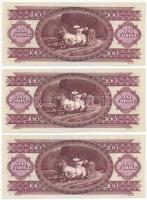 1995. 100Ft (3x) "B 071 015350 - B 071 015353" sorszámkövetők és egyugrású sorszámmal T:I ...