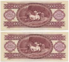 1984. 100Ft (2x) "B 029 371804 - B 029 371805" sorszámkövetők T:I,I- bal felső sarkaknál a...