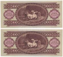 1962. 100Ft (2x) egyugrású sorszámmal "B 012 049486 - B 012 049488" T:I,I- Adamo F31