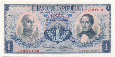 Kolumbia 1968. 1P 22804418 T:III kis folt, egyébként szép papír Colombia 1968. 1 Peso 22804418 C:F small spot, otherwise fine paper Krause 404d