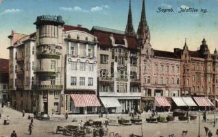 Zagreb Jelacic square with the shops of Fuchs, Stanisic and Rudovits