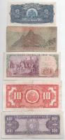 5db vegyes Dél-Amerikai és karibi bankjegy tétel, közte Chile, Haiti, Kuba, Peru T:III folt, tűzőgép...