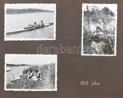 1934-1944 Fényképalbum 110 db feliratozott fényképpel, Csepel, Soroksár, Taksony, Ráckeve, Dunaharas...