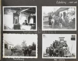 1937 Fényképalbum beragasztott fényképekkel, Sajószentpéter, Edelény (Coburg-kastély), tűzoltóság, r...