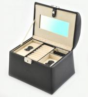 Fekete bizsu tartó ékszeres doboz 18x18 cm