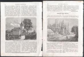 1868 6 db újságlap különböző magyar települések rézmetszetű képével