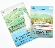 1987 A Balaton turistatérképe, 1:80.000, Bp., Cartographia, 36x99 cm + 1985 A Velencei-tó és környékének turistatérképe,1:20.000, Bp., Cartographia, 47x67 cm