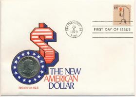 Amerikai Egyesült Államok 1979. 1D Cu-Ni Susan B. Anthony boríték bélyeggel és bélyegzéssel T:1-  USA 1979. 1 Dollar Cu-Ni Susan B. Anthony envelope with stamp and cancellation C:UNC