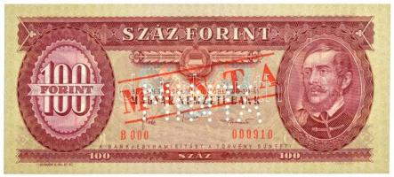 1984. 100Ft piros "MINTA" felülnyomással és perforációval, "B 000 - 000910" sorszámmal T:I / Hungary 1984. 100 Forint with "MINTA" (SPECIMEN) overprint and perforation and with "B 000 - 000910" serial number C:UNC Adamo F35Ma