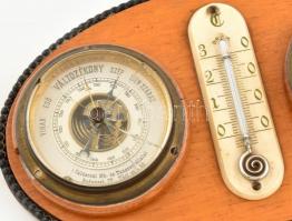 Calderoni barométer, hőmérő, nedvmérő. Sérült üveggel. XIX. sz. vége 20 cm