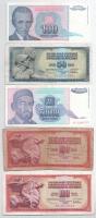 9db-os vegyes Jugoszláv bankjegy tétel T:III,III- kis szakadás, folt 9pcs of mixed Jugoslavian banknote lot C:F,VG small tear, spot