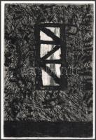 Gőgös Ferenc (1936-): RAAM, 1984. Rézkarc, papír, jelzett. Ajándékozási sorokkal Papp Oszkár (1925-2...