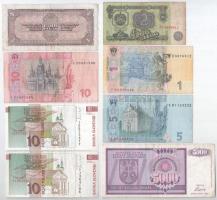 8db-os vegyes külföldi bankjegy tétel, közte Bosznia Hercegovina, Bulgária, Oroszország, Szlovénia, ...