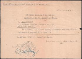 1945 Werb János szakszvezető gépelt zsoldkönyve, 1945. jan. 30.-tól április 30.-ig., valamint szakas...