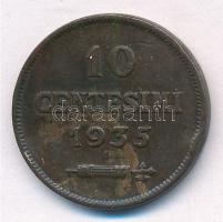 San Marino 1935R 10c bronz T:1-,2 ph.  San Marino 1935R 10 Centesimi bronze C:AU,XF edge error  Krause KM#13
