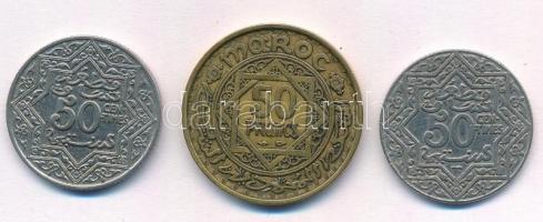 Marokkó 1921. 50c Ni + 1924. 50c Ni + 1952. 50Fr Al-Br T:2,2- Morocco 1921. 50 Centimes Ni + 1924. 50 Centimes Ni + 1952. 50 Francs Al-Br C:XF,VF
