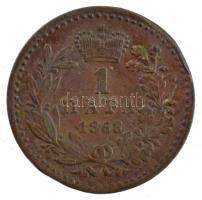 Szerbia 1868. 1p bronz "III. Mihály" T:2 hajlott lemez Serbia 1868. 1 Para bronze "Michael III" C:XF bent  Krause KM#1.2