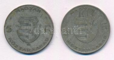 1947. 5Ft Ag "Kossuth" (2x) T:2-,3 patina Adamo F8.1