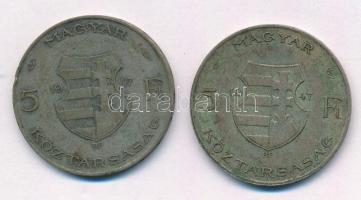 1947. 5Ft Ag "Kossuth" (2x) T:2-,3 patina Adamo F8.1