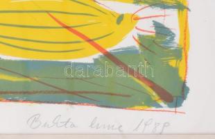 Bukta Imre (1952-): Tájkép, 1989. Ofszet litográfia, papír. Jelzett. Számozott (18/30). 50x72 cm. Fa...