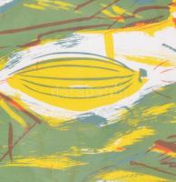 Bukta Imre (1952-): Tájkép, 1989. Ofszet litográfia, papír. Jelzett. Számozott (18/30). 50x72 cm. Fa...