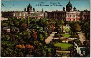 1916 Wien, Vienna, Bécs I. Blick auf die k.k. Hofmuseen und Volksgarten