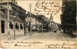 1906 Wien, Vienna, Bécs XIX. Hohe Warte / street and tram (fa)