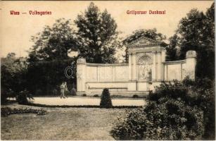 Wien, Vienna, Bécs; Volksgarten, Grillparzer Denkmal / monument in the park