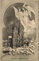 1913 Köln, Cöln, Cologne; Dom, Herzlichen Weihnachtsgruss! / Christmas greeting, cathedral, winter (EK)