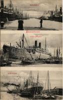 1914 Bremerhaven, Kaiserhafen, Lloyd Dampfer, Kaiserhafen / ports, ships (EK)