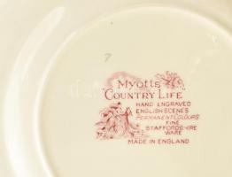 Myotts Country Life vadászjelenetes porcelán tál, levonóképes, jelzett, kis kopásnyomokkal, d: 20 cm