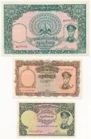 Mianmar / Burma 1958. 1K + 5K + 100K T:I- folt, tűzőgép ly. Myanmar / Burma 1958. 1 Kyat + 5 Kyats + 100 Kyats C:AU spot, stapler holes Krause P#46,#47,#51