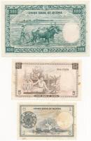 Mianmar / Burma 1958. 1K + 5K + 100K T:I- folt, tűzőgép ly.
Myanmar / Burma 1958. 1 Kyat + 5 Kyats ...