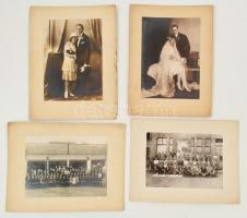 cca 1940 4 db régi, nagy méretű tabló és esküvői fotó