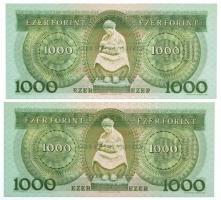 1983. november 10. 1000Ft (2x) sorszámkövetők "B 77157829 - B 77157830" T:I,I- / Hungary N...