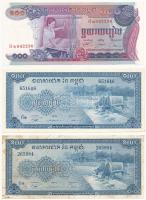 Kambodzsa 1972. 100R (3db/2xklf) T:III folt Cambodia 1972. 100 Riels (3pcs/2xdiff) C:F spot Krause P#13,#15
